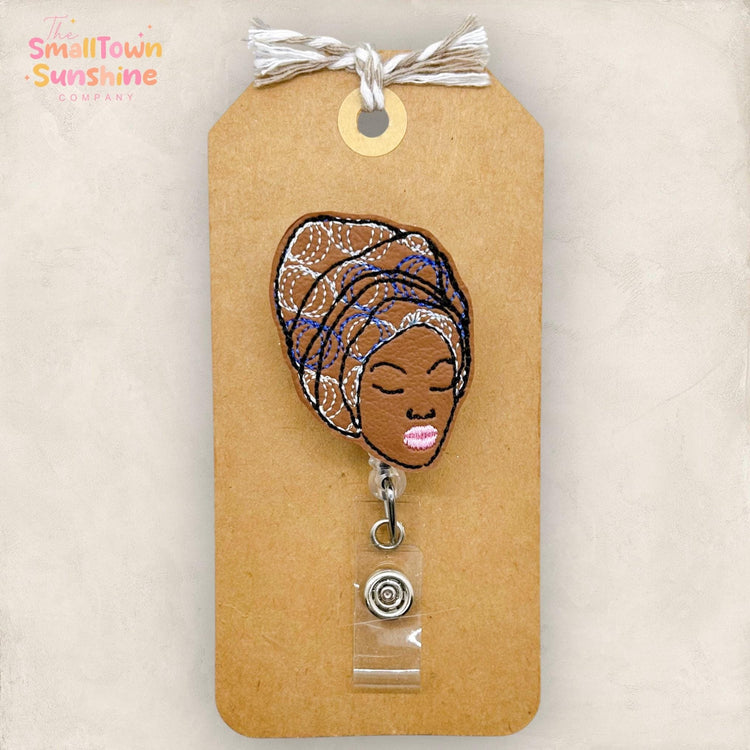 African American Woman Retractable Badge Reel: Black History Month ID Holder, Name Tag, Swappable Topper, Lanyard, MRI Safe, Heavy Duty