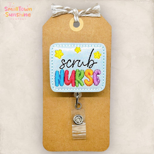 Scrub Nurse Retractable Badge Reel: Surgical ID Holder, Name Tag, Swappable Topper, Coworker Gift, Lanyard, MRI Safe, Heavy Duty Options