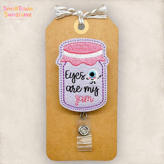 Eyes Are My Jam Retractable Badge Reel: Optometry ID Holder, Name Tag, Topper, Coworker Gift, Lanyard, MRI Safe, Heavy Duty Options