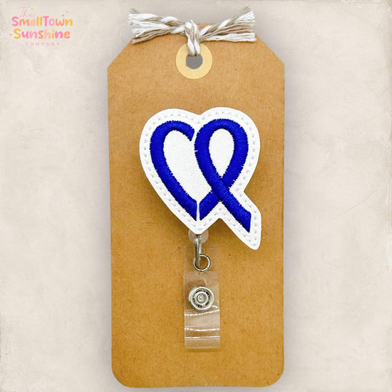 Colorectal Cancer Retractable Badge Reel: Blue Awareness ID Holder, Name Tag, Topper, Coworker Gift, Lanyard, MRI Safe Options | GLITTER