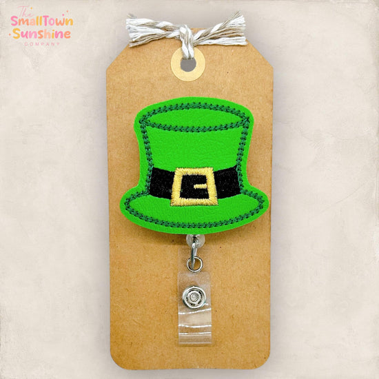 Leprechaun Hat Retractable Badge Reel: St Patrick’s Day ID Holder, Name Tag, Topper, Coworker Gift, Lanyard, MRI Safe, Heavy Duty Options