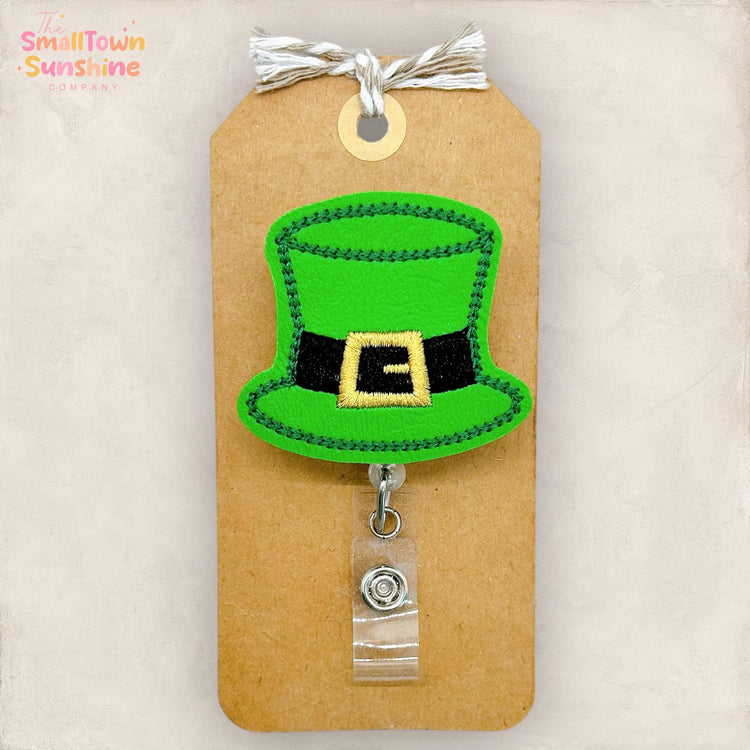 Leprechaun Hat Retractable Badge Reel: St Patrick’s Day ID Holder, Name Tag, Topper, Coworker Gift, Lanyard, MRI Safe, Heavy Duty Options