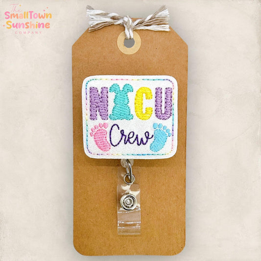 NICU Crew Retractable Badge Reel: Easter Id Holder, Name Tag, Topper, Coworker Gift, Lanyard, MRI Safe, Heavy Duty Options | GLITTER