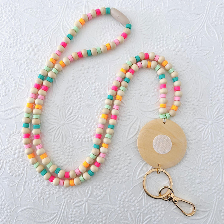 Beaded Lanyard for Removable Badge Toppers, Interchangeable Teacher Lanyard, ID Lanyard for Badge & Keys, Teacher Appreciation Gift