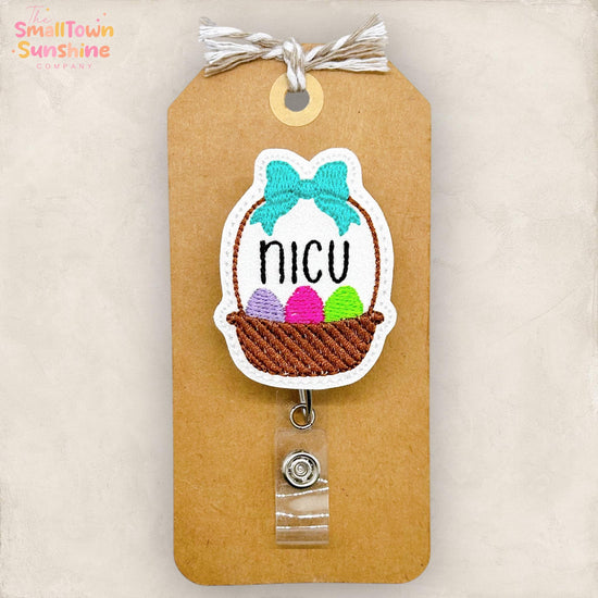 NICU Easter Basket Retractable Badge Reel: Nurse Id Holder, Name Tag, Topper, Coworker Gift, Lanyard, MRI Safe, Heavy Duty Option | GLITTER