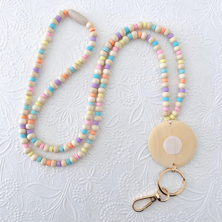 Beaded Lanyard for Removable Badge Toppers, Interchangeable Teacher Lanyard, ID Lanyard for Badge & Keys, Teacher Appreciation Gift