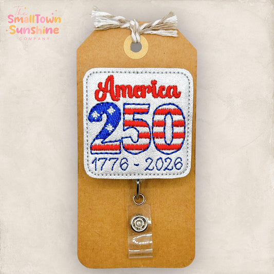 America 250 Retractable Badge Reel: Fourth of July ID Holder, Name Tag, Topper, Coworker Gift, Lanyard, MRI Safe, Heavy Duty Options