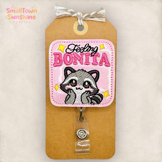 Feeling Bonita Retractable Badge Reel: Cute Raccoon ID Holder, Name Tag, Topper, Coworker Gift, MRI Safe, Heavy Duty Options