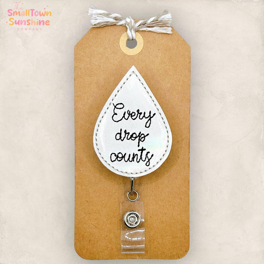 Every Drop Counts Retractable Badge Reel: Breast Milk ID Holder, Name Tag, Topper, Coworker Gift, Lanyard, MRI Safe, Heavy Duty Options
