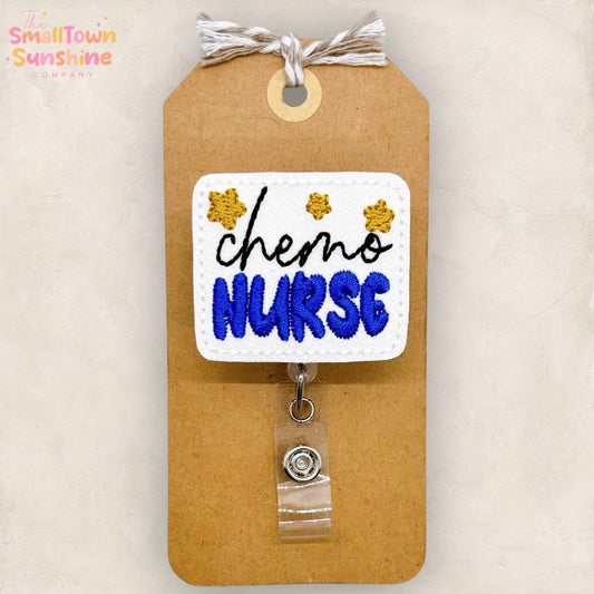 Chemo Nurse Retractable Badge Reel: Chemotherapy ID Holder, Name Tag, Topper, Coworker Gift, Lanyard, MRI Safe, Heavy Duty Options | GLITTER