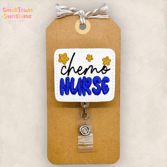 Chemo Nurse Retractable Badge Reel: Chemotherapy ID Holder, Name Tag, Topper, Coworker Gift, Lanyard, MRI Safe, Heavy Duty Options | GLITTER