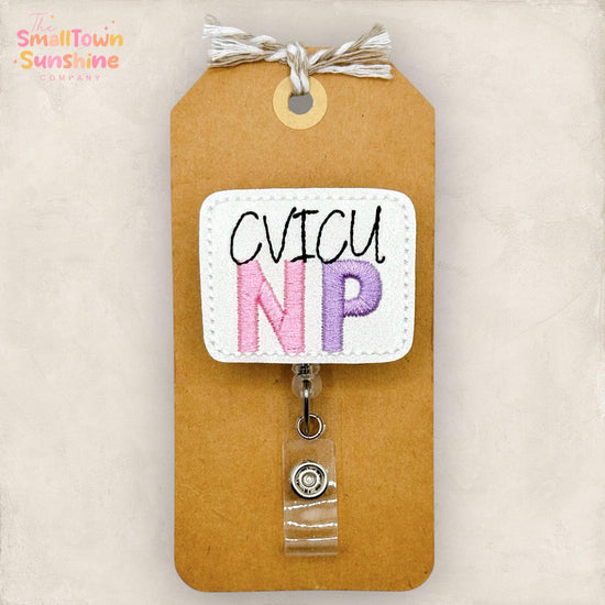 CVICU NP Retractable Badge Reel: Critical Care Id Holder, Name Tag, Topper, Coworker Gift, Lanyard, Mri Safe, Heavy Duty Option | GLITTER