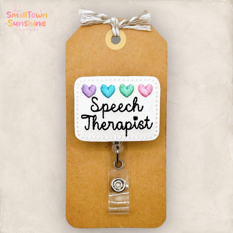 Speech Therapist Retractable Badge Reel: SLP Id Holder, Name Tag, Topper, Coworker Gift, Lanyard, MRI Safe, Heavy Duty Options | GLITTER