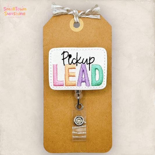 Pick Up Lead Retractable Badge Reel: Retail ID Holder, Coworker Gift, Swappable Topper, Lanyard, MRI Safe, Heavy Duty Options | GLITTER