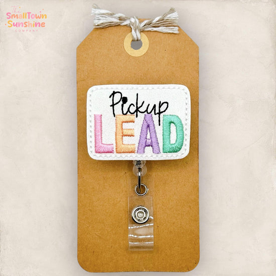Pick Up Lead Retractable Badge Reel: Retail ID Holder, Coworker Gift, Swappable Topper, Lanyard, MRI Safe, Heavy Duty Options | GLITTER