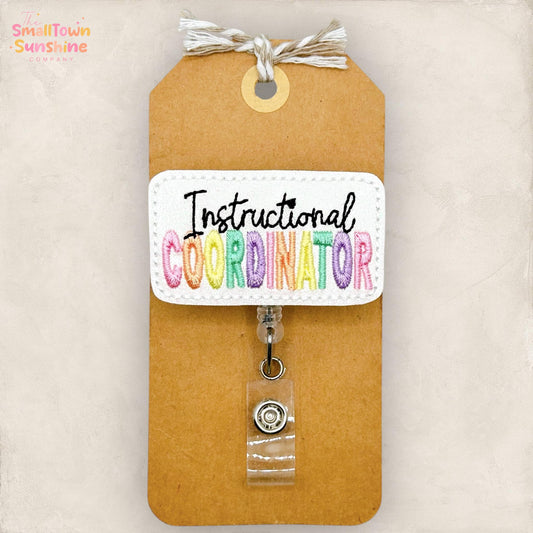 Instructional Coordinator Retractable Badge Reel: ID Holder, Name Tag, Topper, Coworker Gift, Lanyard, MRI Safe, Heavy Duty Option | GLITTER