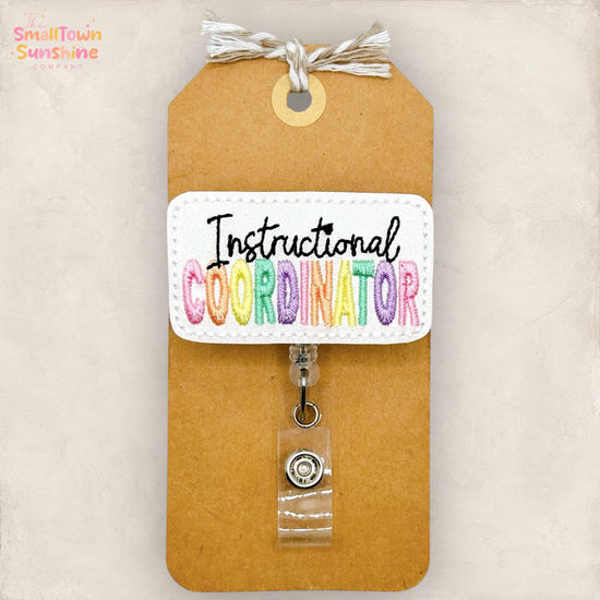Instructional Coordinator Retractable Badge Reel: ID Holder, Name Tag, Topper, Coworker Gift, Lanyard, MRI Safe, Heavy Duty Option | GLITTER