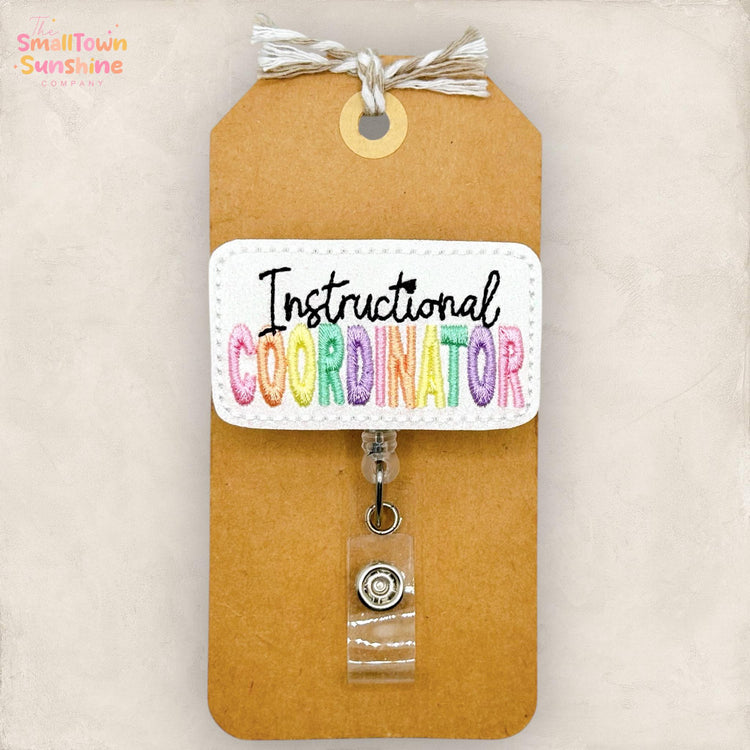 Instructional Coordinator Retractable Badge Reel: ID Holder, Name Tag, Topper, Coworker Gift, Lanyard, MRI Safe, Heavy Duty Option | GLITTER