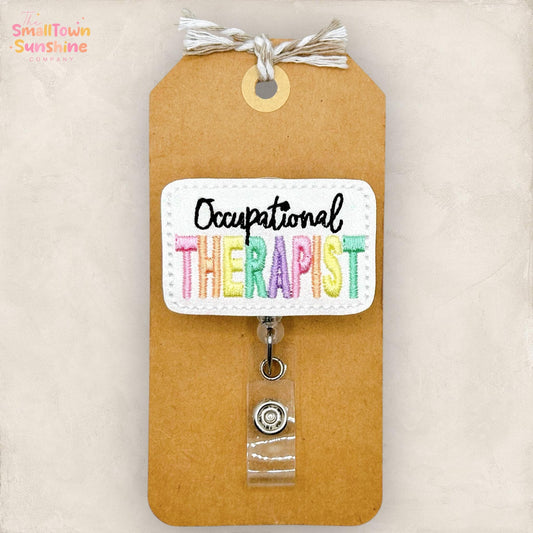 Occupational Therapist Retractable Badge Reel: OT Id Holder, Name Tag, Topper, Coworker Gift, Lanyard, MRI Safe, Heavy Duty Option | GLITTER