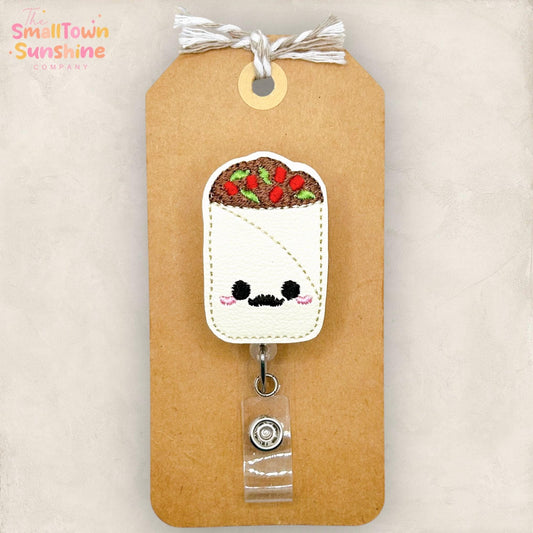 Burrito Retractable Badge Reel: Cinco de Mayo ID Holder, Name Tag, Swappable Topper, Coworker Gift, MRI Safe, Heavy Duty Options