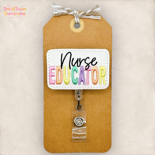 Nurse Educator Retractable Badge Reel: Preceptor ID Holder, Medical Lanyard, Topper, Coworker Gift, MRI Safe, Heavy Duty Options | GLITTER