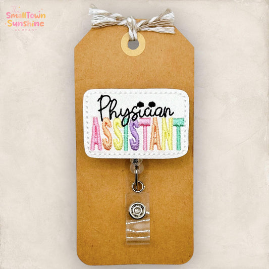 Physician Assistant Retractable Badge Reel: PA Id Holder, Name Tag, Topper, Coworker Gift, Lanyard, MRI Safe, Heavy Duty Options | GLITTER