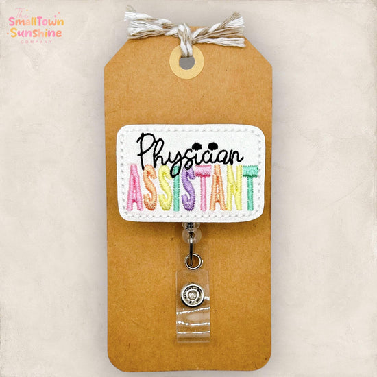 Physician Assistant Retractable Badge Reel: PA Id Holder, Name Tag, Topper, Coworker Gift, Lanyard, MRI Safe, Heavy Duty Options | GLITTER