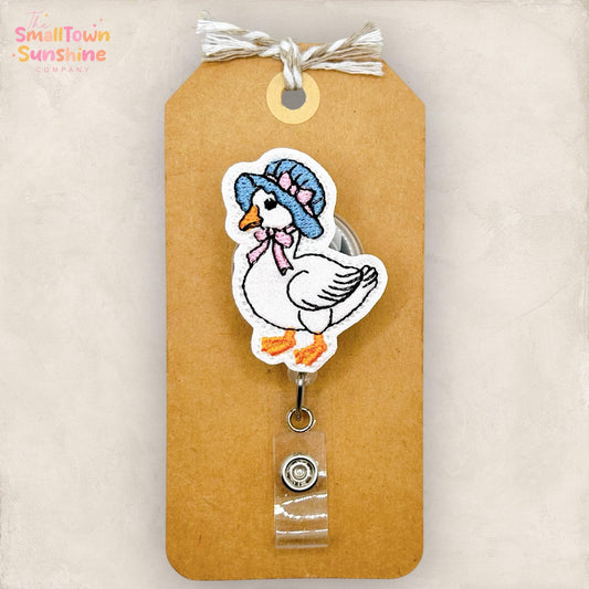 Mother Goose Retractable Badge Reel: Cottagecore ID Holder, Name Tag, Topper, Coworker Gift, Lanyard, MRI Safe, Heavy Duty Options | GLITTER