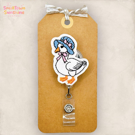 Mother Goose Retractable Badge Reel: Cottagecore ID Holder, Name Tag, Topper, Coworker Gift, Lanyard, MRI Safe, Heavy Duty Options | GLITTER