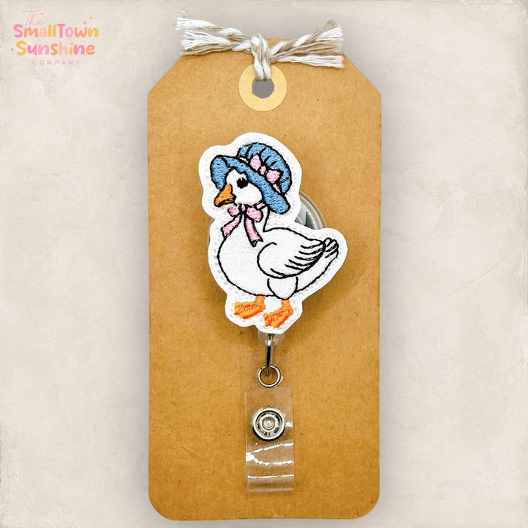 Mother Goose Retractable Badge Reel: Cottagecore ID Holder, Name Tag, Topper, Coworker Gift, Lanyard, MRI Safe, Heavy Duty Options | GLITTER