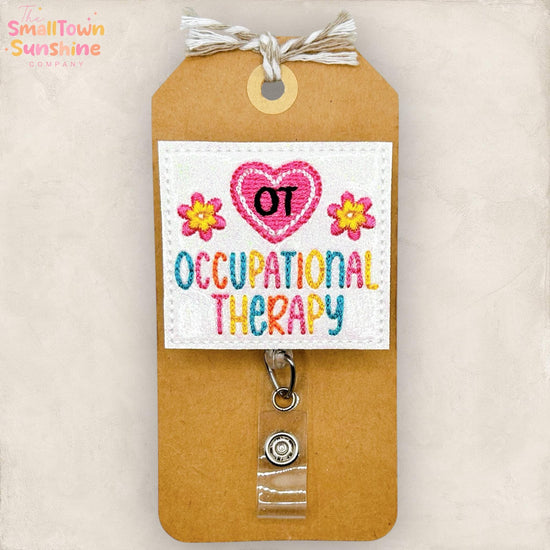 Occupational Therapy Retractable Badge Reel: Pretty OT Id Holder, Name Tag, Coworker Gift, Topper, Lanyard, MRI Safe, Heavy Duty | GLITTER