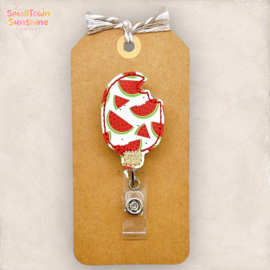 Watermelon Popsicle Retractable Badge Reel, Summer ID Holder, Name Tag, Topper, Coworker Gift, Lanyard, MRI Safe, Heavy Duty Options