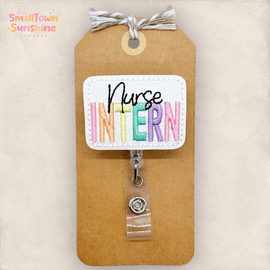Nurse Intern Retractable Badge Reel: Nursing Student ID Holder, Name Tag, Topper, Coworker Gift, Lanyard, MRI Safe, Heavy Duty | GLITTER