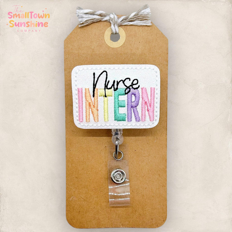 Nurse Intern Retractable Badge Reel: Nursing Student ID Holder, Name Tag, Topper, Coworker Gift, Lanyard, MRI Safe, Heavy Duty | GLITTER