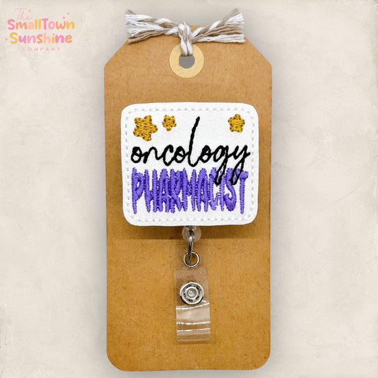 Oncology Pharmacist Retractable Badge Reel: ID Holder, Name Tag, Topper, Coworker Gift, Lanyard, MRI Safe, Heavy Duty Options | GLITTER