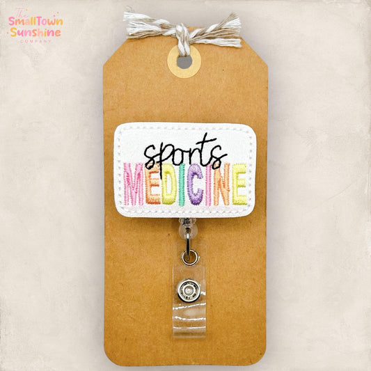 Sports Medicine Retractable Badge Reel: Trainer ID Holder, Name Tag, Topper, Coworker Gift, Lanyard, MRI Safe, Heavy Duty Option | GLITTER