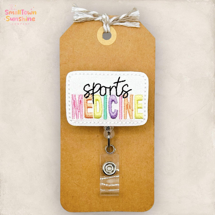 Sports Medicine Retractable Badge Reel: Trainer ID Holder, Name Tag, Topper, Coworker Gift, Lanyard, MRI Safe, Heavy Duty Option | GLITTER