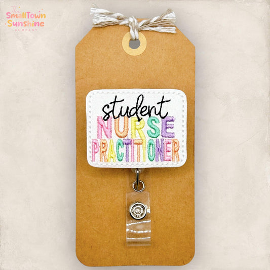 Student Nurse Practitioner Retractable Badge Reel: NP Id Holder, Name Tag, Topper, Coworker Gift, Lanyard, MRI Safe, Heavy Duty | GLITTER