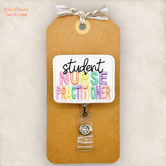 Student Nurse Practitioner Retractable Badge Reel: NP Id Holder, Name Tag, Topper, Coworker Gift, Lanyard, MRI Safe, Heavy Duty | GLITTER