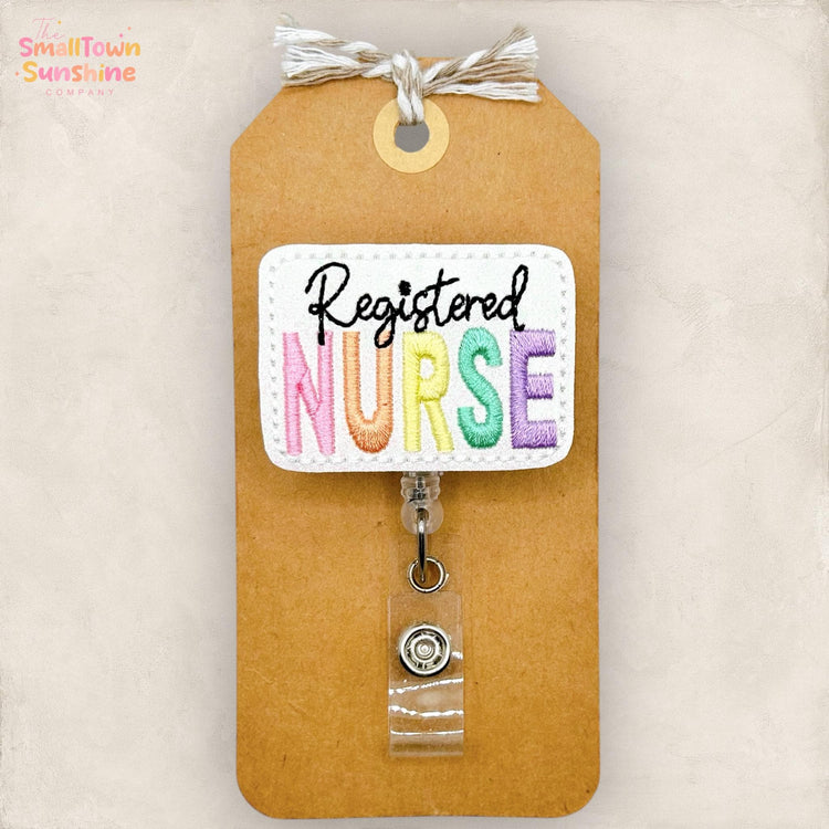 Registered Nurse Retractable Badge Reel: RN Id Holder, Name Tag, Topper, Coworker Gift, Lanyard, MRI Safe, Heavy Duty Options | GLITTER