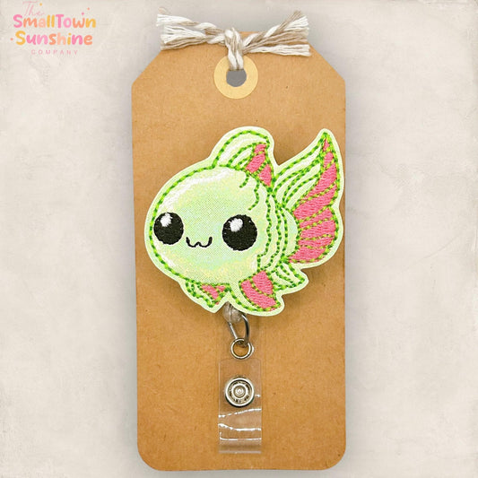Tropical Fish Retractable Badge Reel: Summer ID Holder, Name Tag, Swappable Topper, Coworker Gift, Lanyard, MRI Safe, Heavy Duty Options