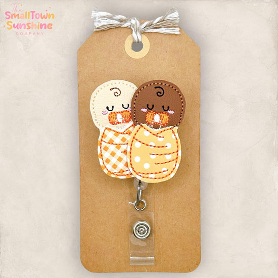 Diverse Swaddled Babies Retractable Badge Reel: L & D ID Holder, NICU Name Tag, Topper, Coworker Gift, Lanyard, MRI Safe, Heavy Duty Options