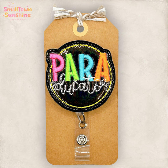 Para Educator Retractable Badge Reel: ID Holder, Name Tag, Swappable Topper, Coworker Gift, Lanyard, MRI Safe, Heavy Duty Options
