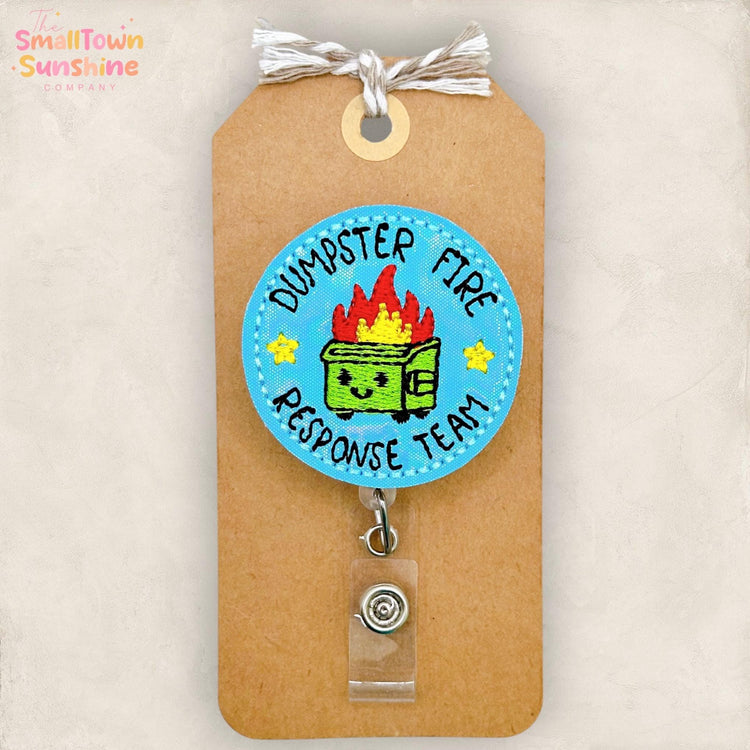 Dumpster Fire Response Team Retractable Badge Reel: Funny ID Holder, Name Tag, Topper, Coworker Gift, Lanyard, MRI Safe, Heavy Duty Options
