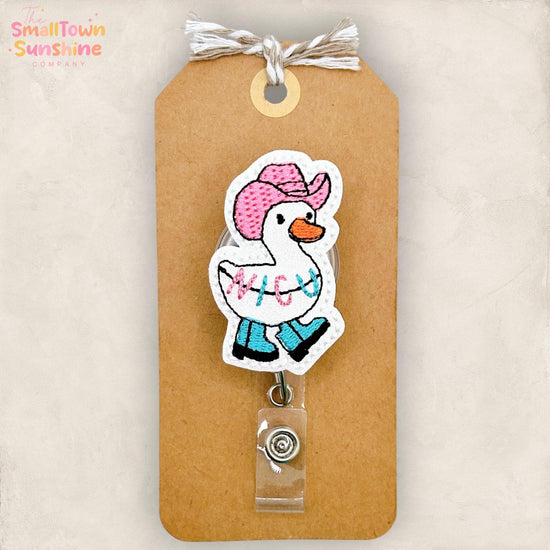 NICU Western Goose Retractable Badge Reel: Nurse Id Holder, Name Tag, Topper, Coworker Gift, Lanyard, MRI Safe, Heavy Duty Options | GLITTER