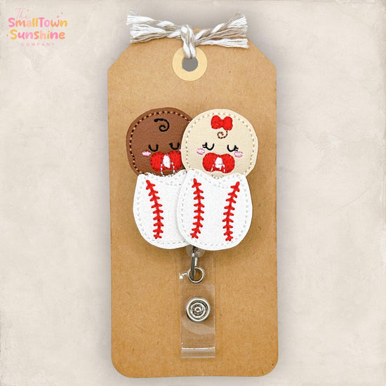 Diverse Baseball Babies Retractable Badge Reel: L & D ID Holder, NICU Name Tag, Topper, Coworker Gift, Lanyard, MRI Safe, Heavy Duty Options