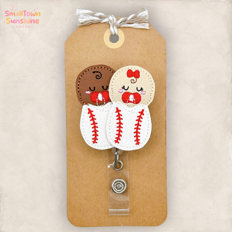 Diverse Baseball Babies Retractable Badge Reel: L & D ID Holder, NICU Name Tag, Topper, Coworker Gift, Lanyard, MRI Safe, Heavy Duty Options