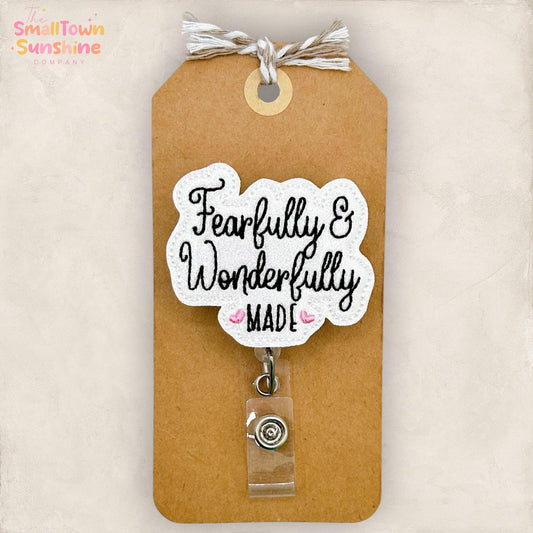Fearfully & Wonderfully Made Retractable Badge Reel: ID Holder, Name Tag, Topper, Coworker Gift, Lanyard, MRI Safe, Heavy Duty | GLITTER