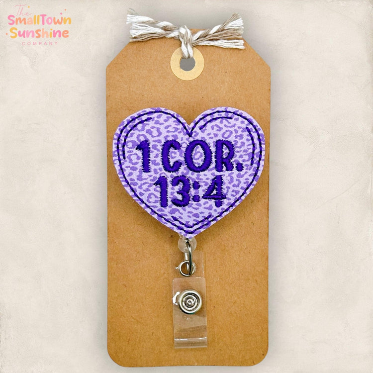 1 Corinthians 13-4 Retractable Badge Reel: Love is Patient ID Holder, Name Tag, Topper, Coworker Gift, Lanyard, MRI Safe, Heavy Duty Options