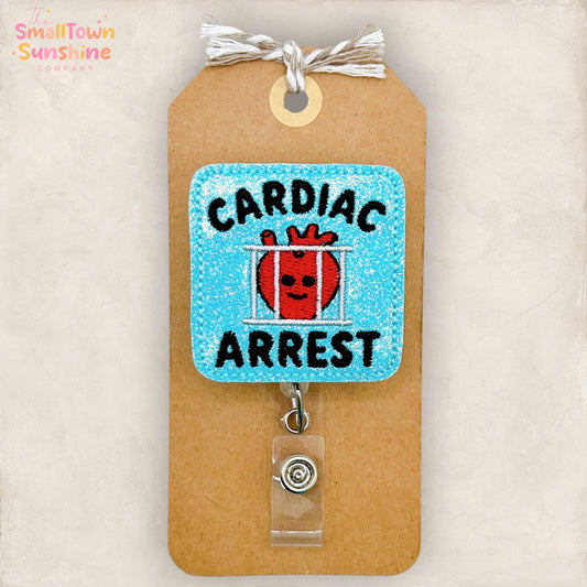 Cardiac Arrest Retractable Badge Reel: Heart ID Holder, Name Tag, Topper, Coworker Gift, Lanyard, MRI Safe, Heavy Duty Options | GLITTER